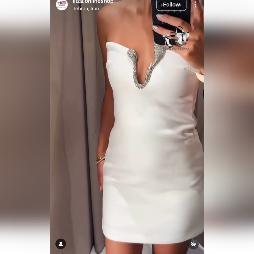 Zara JEWEL SHORT DRESS White
